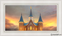 Load image into Gallery viewer, Provo City Center Temple Burning Sky Open Edition Canvas / 15 X 30 White Frame Art