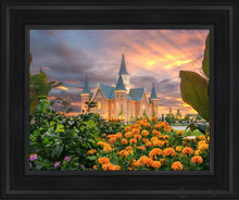 Load image into Gallery viewer, Provo City Center Temple Orange Flowers Open Edition Canvas / 11 X 14 Black Frame Art