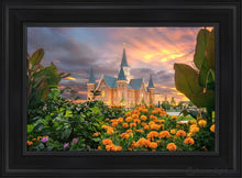 Load image into Gallery viewer, Provo City Center Temple Orange Flowers Open Edition Canvas / 14 X 21 Black Frame Art