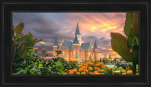 Load image into Gallery viewer, Provo City Center Temple Orange Flowers Open Edition Canvas / 15 X 30 Black Frame Art
