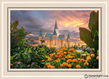 Load image into Gallery viewer, Provo City Center Temple Orange Flowers Open Edition Canvas / 20 X 30 Gray Frame Art