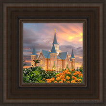 Load image into Gallery viewer, Provo City Center Temple Orange Flowers Open Edition Canvas / 6 X Brown Frame Art