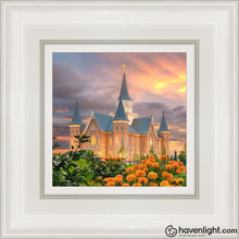 Load image into Gallery viewer, Provo City Center Temple Orange Flowers Open Edition Canvas / 6 X White Frame Art