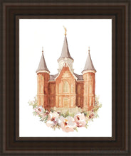 Load image into Gallery viewer, Provo City Center Watercolor Open Edition Canvas / 11 X 14 Brown Frame Art