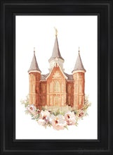 Load image into Gallery viewer, Provo City Center Watercolor Open Edition Canvas / 24 X 36 Black Frame Art