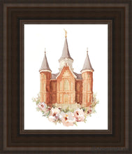 Load image into Gallery viewer, Provo City Center Watercolor Open Edition Canvas / 8 X 10 Brown Frame Art