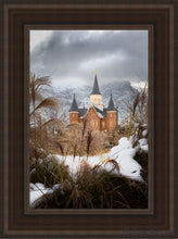 Load image into Gallery viewer, Provo City Center Winter Warmth Open Edition Canvas / 12 X 18 Brown Frame Art