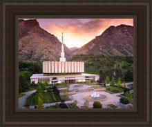 Load image into Gallery viewer, Provo Sunrise Aerial Open Edition Canvas / 11 X 14 Brown Frame Art