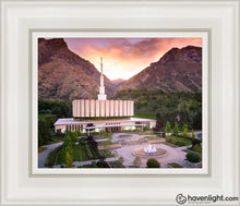 Load image into Gallery viewer, Provo Sunrise Aerial Open Edition Canvas / 8 X 10 White Frame Art