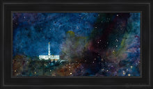Load image into Gallery viewer, Provo Temple A Pillar Of Fire By Night Open Edition Canvas / 15 X 30 Black Frame Art