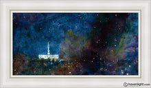 Load image into Gallery viewer, Provo Temple A Pillar Of Fire By Night Open Edition Canvas / 15 X 30 White Frame Art