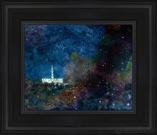 Load image into Gallery viewer, Provo Temple A Pillar Of Fire By Night Open Edition Canvas / 8 X 10 Black Frame Art