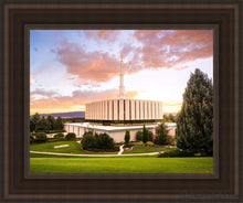 Load image into Gallery viewer, Provo Temple - Sunset Serenity Open Edition Canvas / 11 X 14 Brown Frame Art