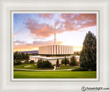 Load image into Gallery viewer, Provo Temple - Sunset Serenity Open Edition Canvas / 11 X 14 White Frame Art