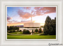 Load image into Gallery viewer, Provo Temple - Sunset Serenity Open Edition Canvas / 14 X 21 White Frame Art