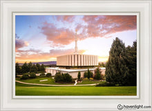 Load image into Gallery viewer, Provo Temple - Sunset Serenity Open Edition Canvas / 24 X 36 Gray Frame Art