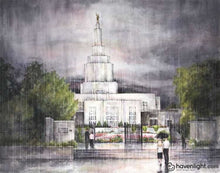 Load image into Gallery viewer, Refuge From The Storm - Idaho Falls Temple Open Edition Canvas / 14 X 11 Print Only Art