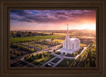Load image into Gallery viewer, Rexburg Evening From On High Open Edition Canvas / 20 X 30 Brown Frame Art