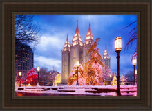 Load image into Gallery viewer, Salt Lake Christmas Temple Open Edition Canvas / 24 X 36 Brown Frame Art