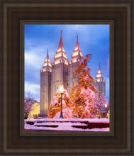 Load image into Gallery viewer, Salt Lake Christmas Temple Open Edition Canvas / 8 X 10 Brown Frame Art