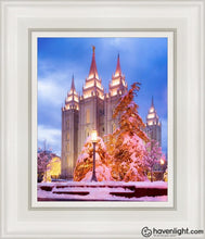 Load image into Gallery viewer, Salt Lake Christmas Temple Open Edition Canvas / 8 X 10 White Frame Art