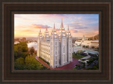 Load image into Gallery viewer, Salt Lake City A Mighty Fortress Open Edition Canvas / 12 X 18 Brown Frame Art