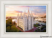 Load image into Gallery viewer, Salt Lake City A Mighty Fortress Open Edition Canvas / 14 X 21 White Frame Art