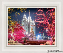 Load image into Gallery viewer, Salt Lake City Christmas Lights Open Edition Canvas / 11 X 14 White Frame Art