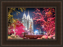 Load image into Gallery viewer, Salt Lake City Christmas Lights Open Edition Canvas / 12 X 18 Brown Frame Art