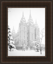 Load image into Gallery viewer, Salt Lake City High Key Snow Open Edition Canvas / 11 X 14 Brown Frame Art