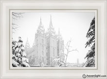 Load image into Gallery viewer, Salt Lake City High Key Snow Open Edition Canvas / 14 X 21 White Frame Art