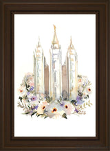 Load image into Gallery viewer, Salt Lake City Watercolor Open Edition Canvas / 20 X 30 Brown Frame Art