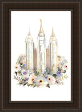 Load image into Gallery viewer, Salt Lake City Watercolor Open Edition Canvas / 24 X 36 Brown Frame Art
