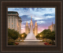 Load image into Gallery viewer, Salt Lake Fountain Open Edition Canvas / 11 X 14 Brown Frame Art