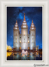 Load image into Gallery viewer, Salt Lake Starry Night Nativity Open Edition Canvas / 24 X 36 White Frame Art