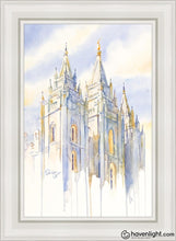 Load image into Gallery viewer, Salt Lake Temple Eternal Promises Open Edition Canvas / 24 X 36 Gray Frame Art