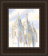 Load image into Gallery viewer, Salt Lake Temple Eternal Promises Open Edition Canvas / 8 X 10 Brown Frame Art