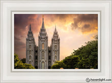 Load image into Gallery viewer, Salt Lake Temple Through The Clouds Open Edition Canvas / 12 X 18 White Frame Art