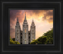 Load image into Gallery viewer, Salt Lake Temple Through The Clouds Open Edition Canvas / 8 X 10 Black Frame Art