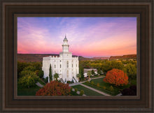 Load image into Gallery viewer, St. George Aerial Sunset Open Edition Canvas / 14 X 21 Brown Frame Art