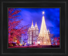 Load image into Gallery viewer, Temple Square Christmas Tree Open Edition Canvas / 11 X 14 Black Frame Art