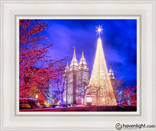 Load image into Gallery viewer, Temple Square Christmas Tree Open Edition Canvas / 11 X 14 White Frame Art