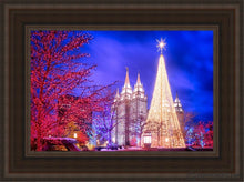 Load image into Gallery viewer, Temple Square Christmas Tree Open Edition Canvas / 12 X 18 Brown Frame Art