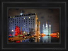 Load image into Gallery viewer, Temple Square Reflecting Pool Open Edition Canvas / 12 X 18 Black Frame Art