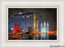 Load image into Gallery viewer, Temple Square Reflecting Pool Open Edition Canvas / 12 X 18 White Frame Art