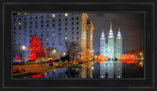 Load image into Gallery viewer, Temple Square Reflecting Pool Open Edition Canvas / 15 X 30 Black Frame Art