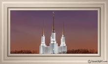 Load image into Gallery viewer, Washington Dc Temple Evening Glow Open Edition Canvas / 30 X 15 Frame W 21 3/4 36 Art