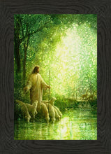 Load image into Gallery viewer, Feed My Sheep is a painting that depicts Jesus Christ watching over His flock while drinking at a pond - Yongsung Kim | Havenlight | Christian Artwork
