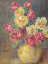 Load image into Gallery viewer, Red and Yellow Roses in a Vase
