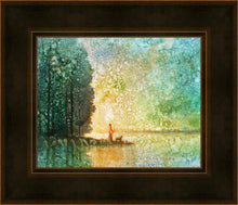 Load image into Gallery viewer, Beside Quite Waters is a painting that depicts Jesus Christ with a sheep at a lake shore - Yongsung Kim | Havenlight | Christian Artwork

